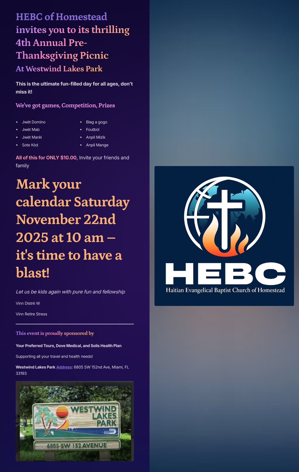 Annual Pre Thanksgiving Picnic